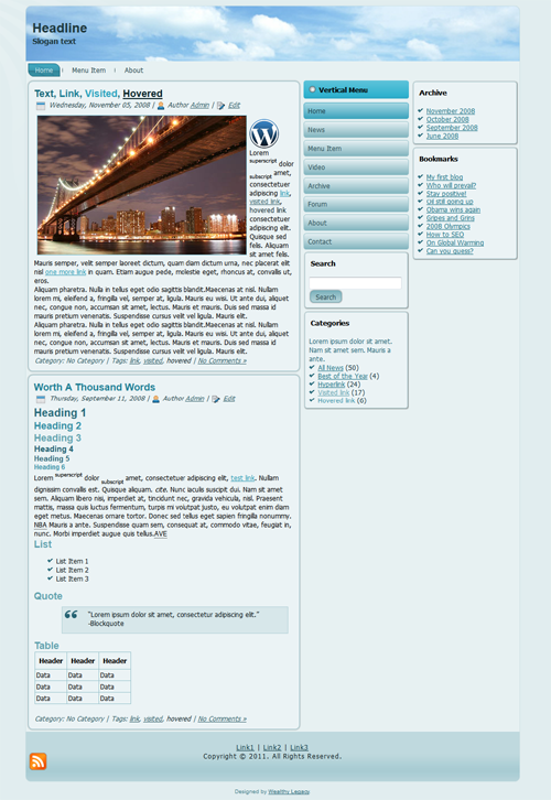 Blue Clouds Theme Screenshot