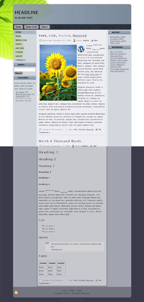 Green Leaf Theme Screenshot