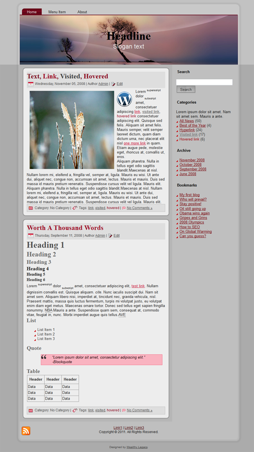 Grey Tree Theme Screenshot