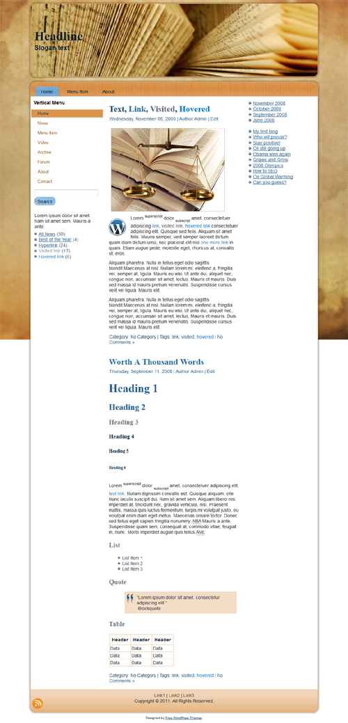 Literary Arts Theme Screenshot