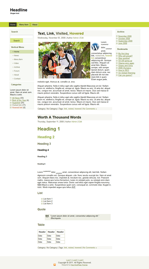 Simple Green Theme Screenshot