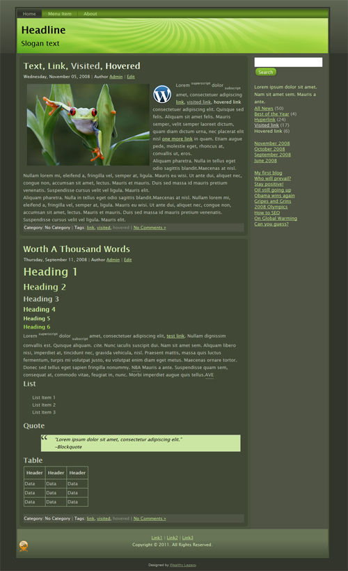 Travel Green Theme Screenshot